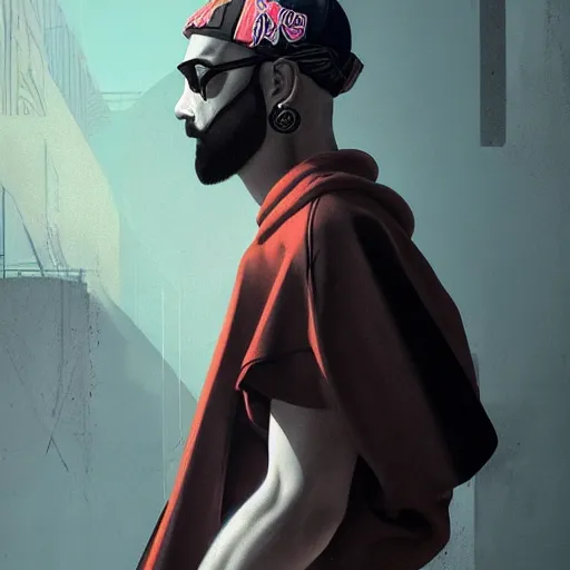 Image similar to markus aurelius in streetwear, Matte Painting, bold shapes, hard edges, street art, trending on artstation, by Huang Guangjian and Gil Elvgren and Sachin Teng