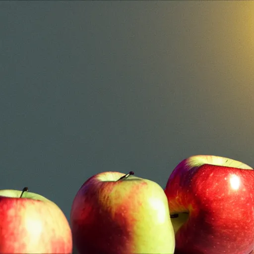 Prompt: apple with a mouth, hyperrealism, lens flare, bloom, 8 k