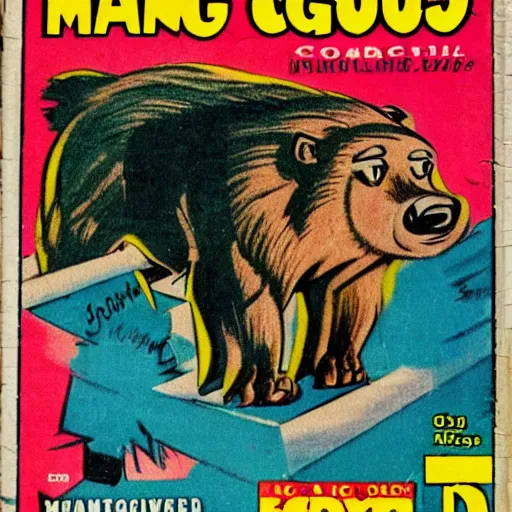 Image similar to 1 9 5 0's comic magazine cover of manbearpig