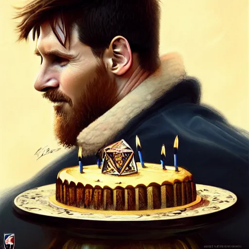 Lionel Messi eating his 35th birthday cake, D&D, | Stable Diffusion ...
