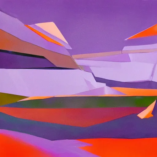 Image similar to futuristic landscape, violet and orange accents