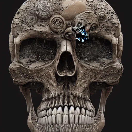 Prompt: portrait_of_a_melting_skull._intricate_abstract._intricate_artwork._by_Tooth_Wu_wlop_beeple_dan_mumford._octane_render_trending_on_artstat