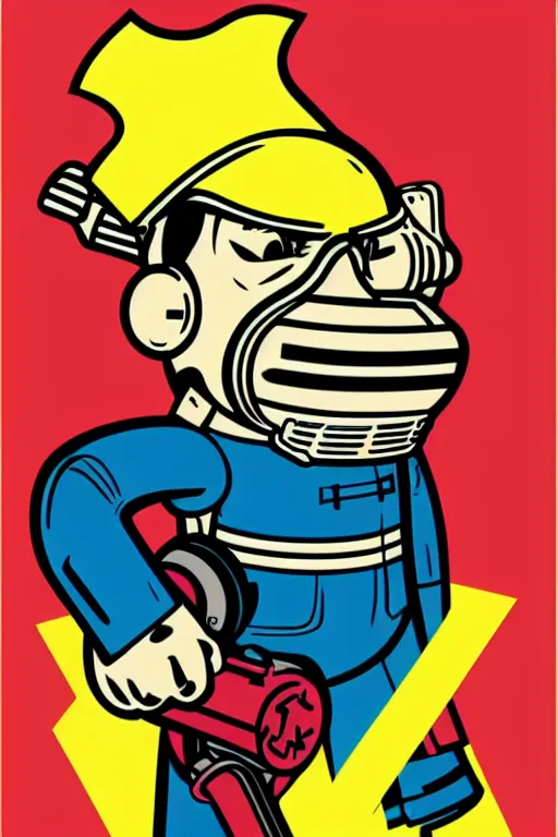 Image similar to fallout 7 6 retro futurist illustration art by butcher billy, sticker, colorful, illustration, highly detailed, simple, smooth and clean vector curves, no jagged lines, vector art, smooth andy warhol style