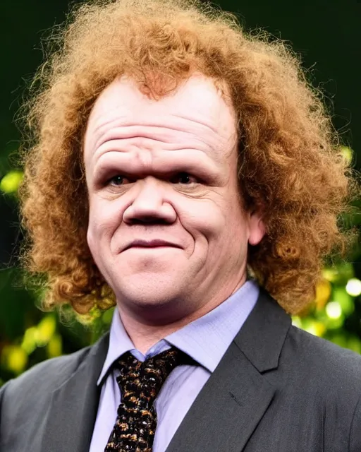 Prompt: john c. reilly wearing a wig made of cauliflower