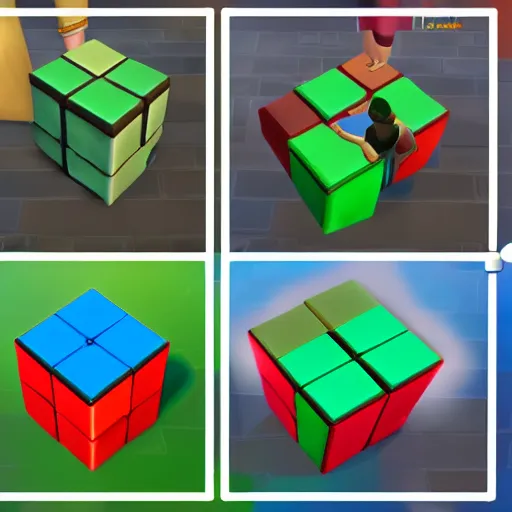 Prompt: magic cube filled with oil, the sims 4