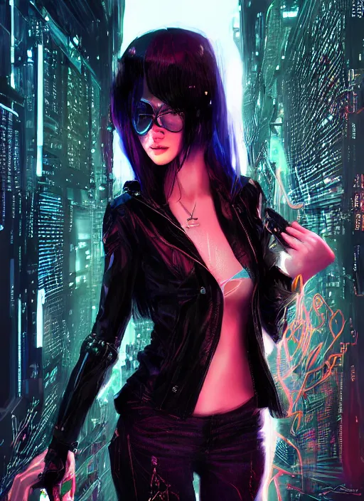 Image similar to teen elf, cyberpunk hacker, black hair, gorgeous, amazing, elegant, intricate, highly detailed, digital painting, artstation, concept art, sharp focus, illustration, art by ross tran