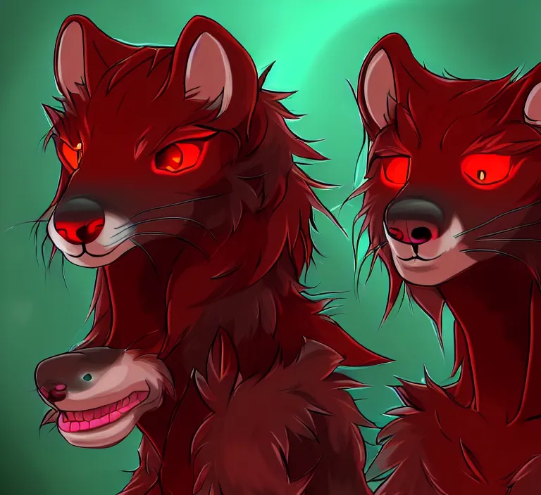 Image similar to furry - male - red - black - weasel - necromancer - fursona uhd ue 5 visual novel pc game expressions