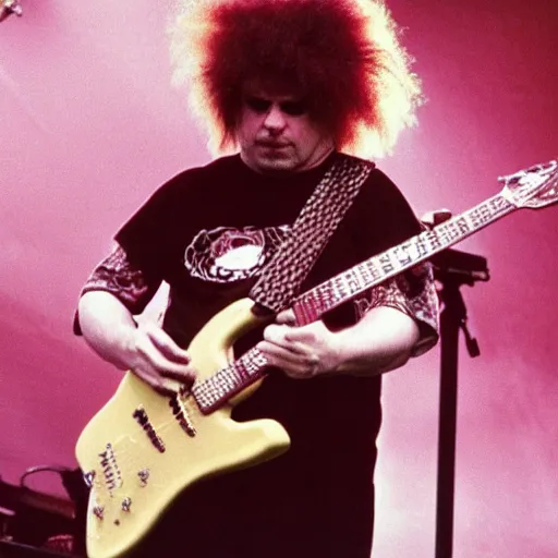 Image similar to the melvins live in concert, 1 9 9 2, buzz osborne, king buzzo, live at lollapalooza 1 9 9 2, vhs quality