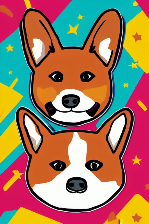 Prompt: Portrait of a corgi as a Mexican wrestler in a mask, sticker, colorful, illustration, highly detailed, simple, smooth and clean vector curves, no jagged lines, vector art, smooth