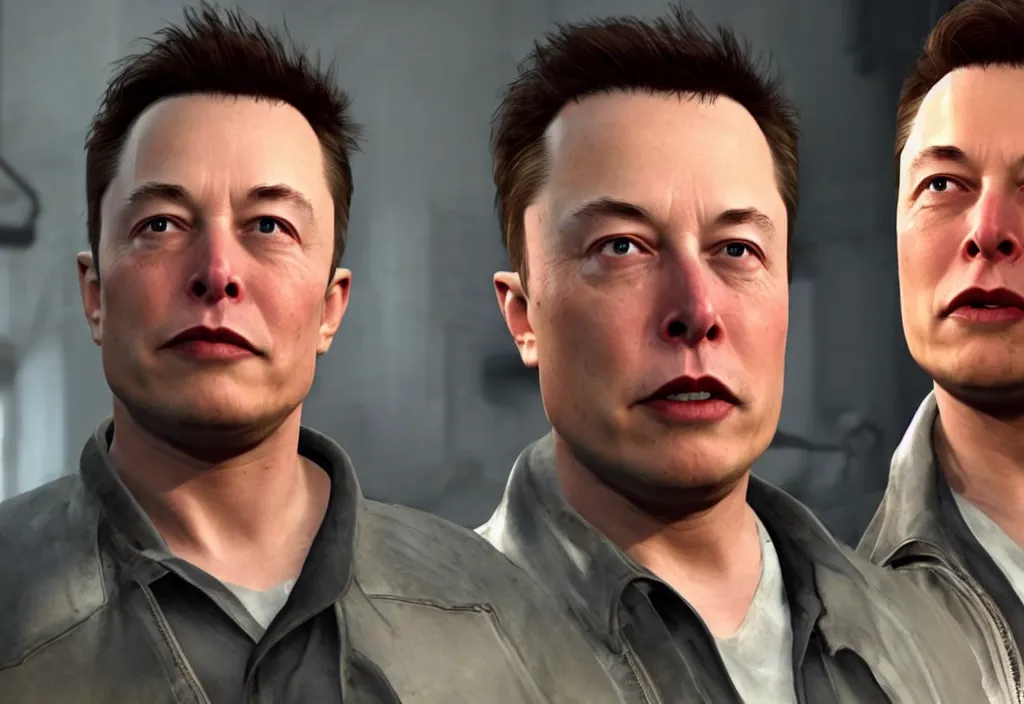 Image similar to elon musk in half life, elon musk in the video game half life, gameplay screenshot, close up, 3 d rendering. unreal engine. amazing likeness. very detailed.