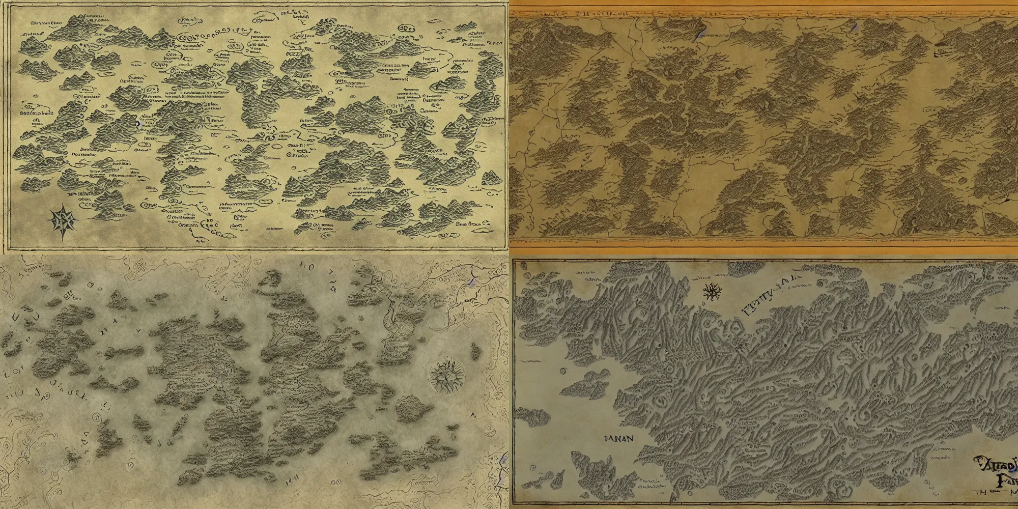Prompt: A detailed fantasy map on paper