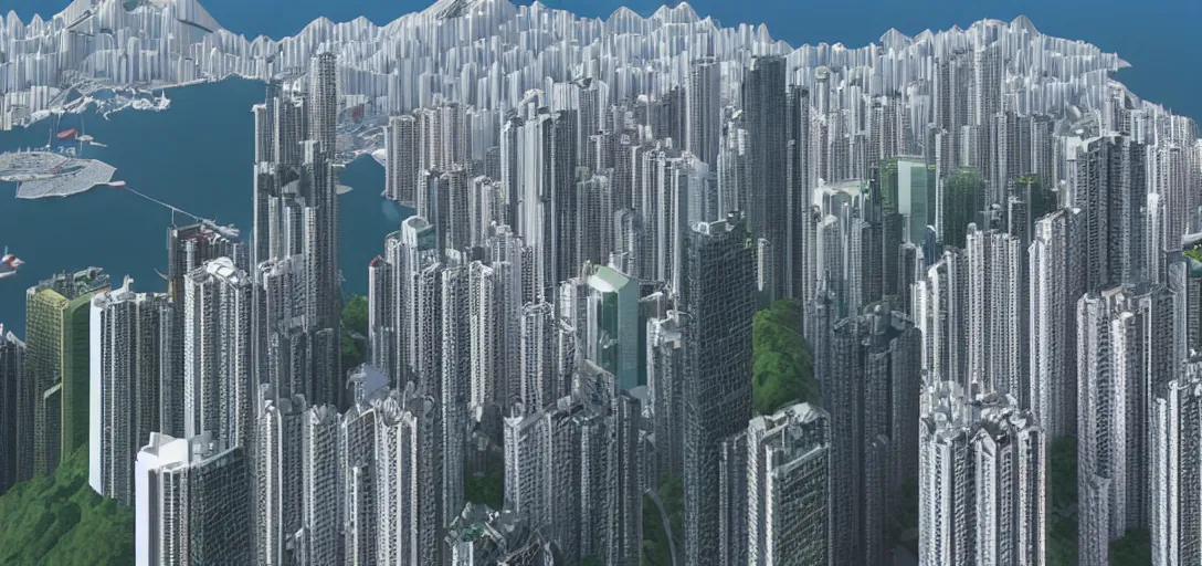 Image similar to Very low poly render of Hong Kong