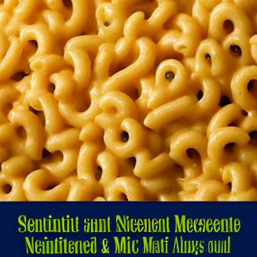 Image similar to sentient macaroni and cheese.