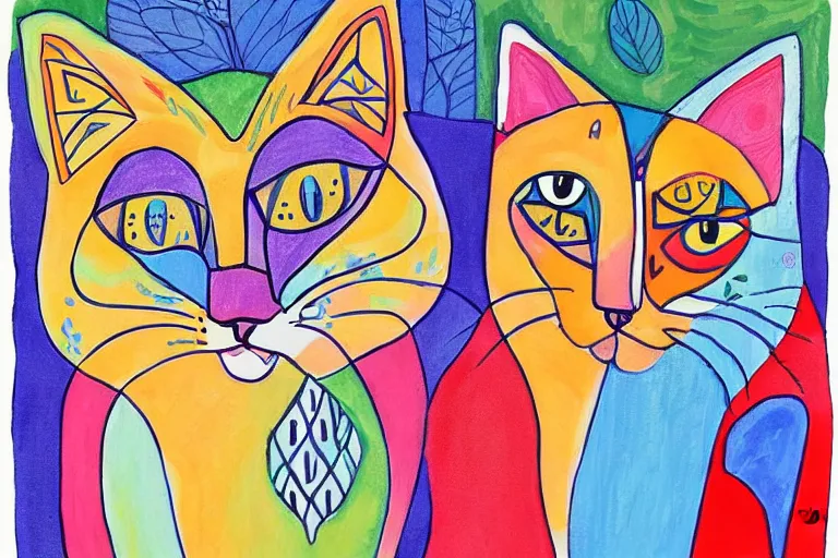 Image similar to beautiful art illustration of cat by laurel burch