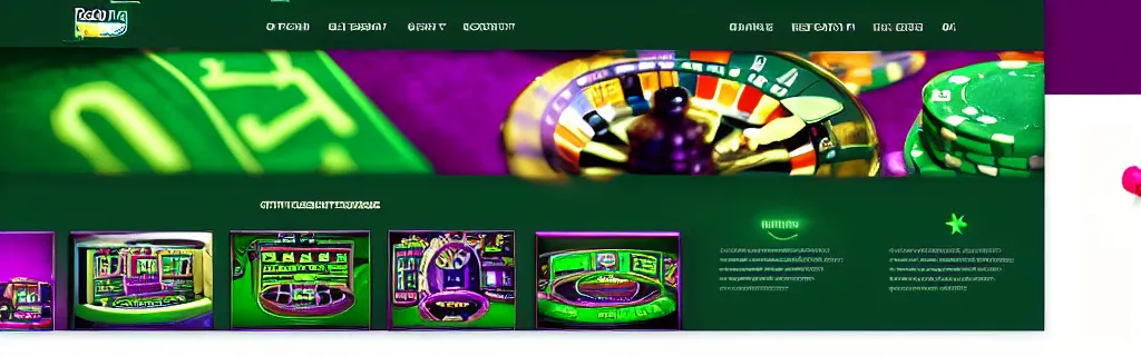 Prompt: ultra realistic purple and green slots casino website, material design