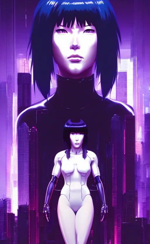 Prompt: a film still portrait of a motoko kusanagi ghost in the shell, finely detailed features : : gits sac twenty forty five netflix : : by ilya kuvshinov, rossdraws, artgerm, sola digital arts, production ig, volumetric lighting, anti aliasing, raytracing : :