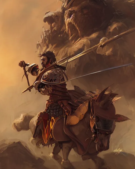 Image similar to portrait of a spanish conquistador in battle, by daniel zrom and mingchen shen, studio ghibli color scheme, detailed, handsome, anatomy, sharp focus, photography, magic : the gathering, octane, cinematic lighting, facial features, clear face, realistic face, golden ratio