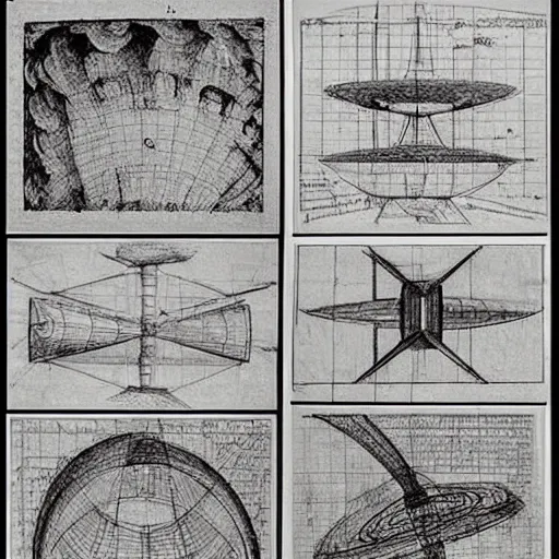 Prompt: various sketches of the next generation space telescope in the style of leonardo da vinci, ultra detailed, scribbles, technical drawing, engineering blueprints