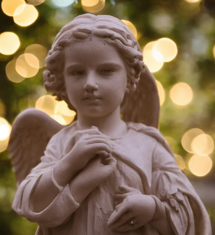 Image similar to centered + portrait + photography + an angel + bokeh + DOF + 8k, photorealistic