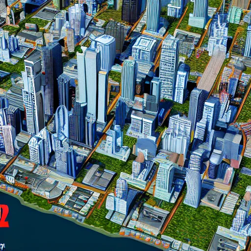 Prompt: sim city 2 0 0 0 realistic aerial footage cg trending on artstation