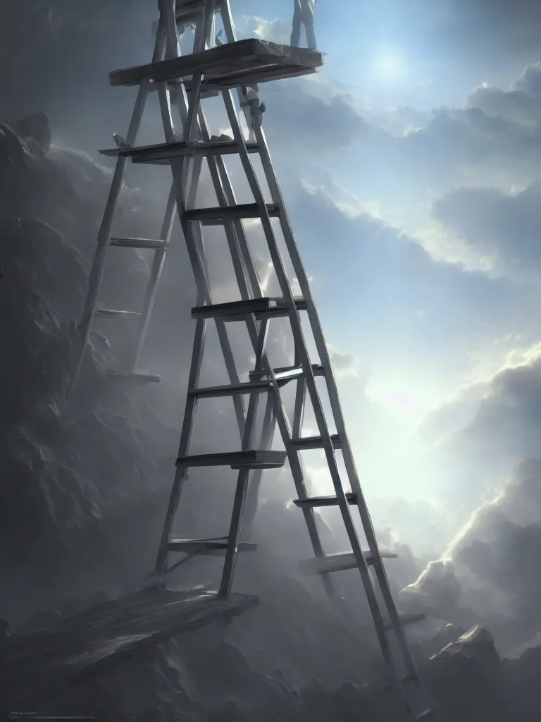 Image similar to ladder to heaven, artstation, volumetric light, high detail, perfect, concept art, 8 k