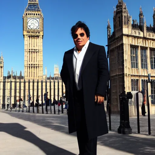 Prompt: juan gabriel visiting big ben