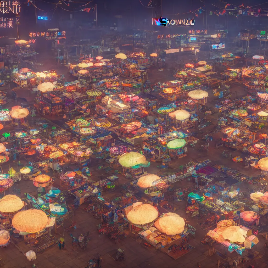 Image similar to taipei ningxia night market in horizon : zero dawn