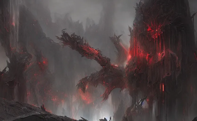 Image similar to a demonic magical ethereal portal!!! to hell. dark matte painting by ruan jia