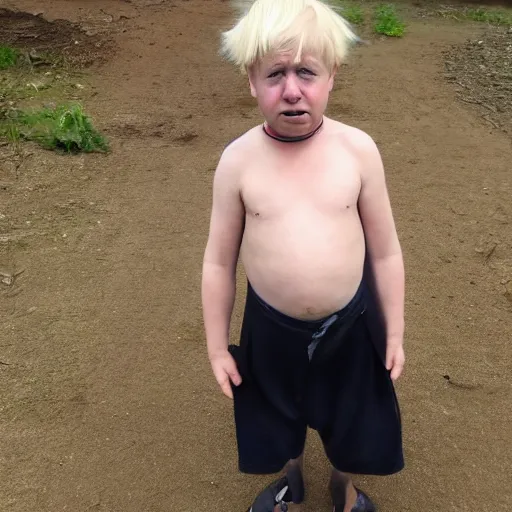 Image similar to boris johnson as a starving child in africa 4k