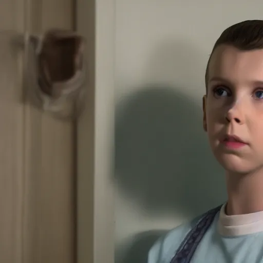 Prompt: Screenshot of Millie Bobbie Brown, from Stranger Things (2016 TV Show)