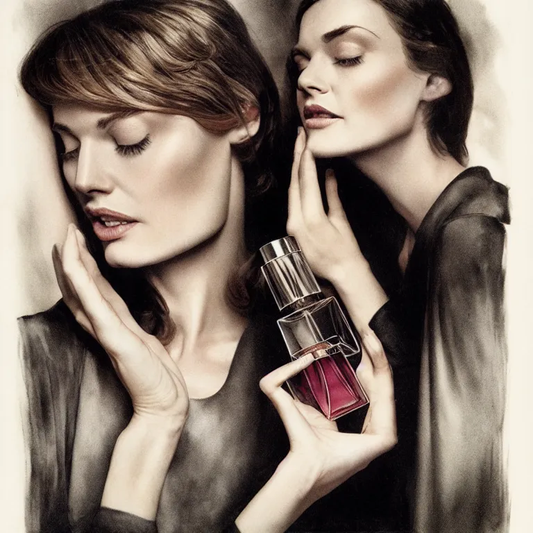 Image similar to portrait fragrance advertising campaign by bernie wrightson