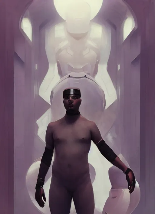 Image similar to Stephen McKinley Henderson in future fashion futurism as thufir hawat, human computer, VR headset, cyber augmentation implant, digital art from artstation by Ruan Jia and Mandy Jurgens and Artgerm and william-adolphe bouguereau