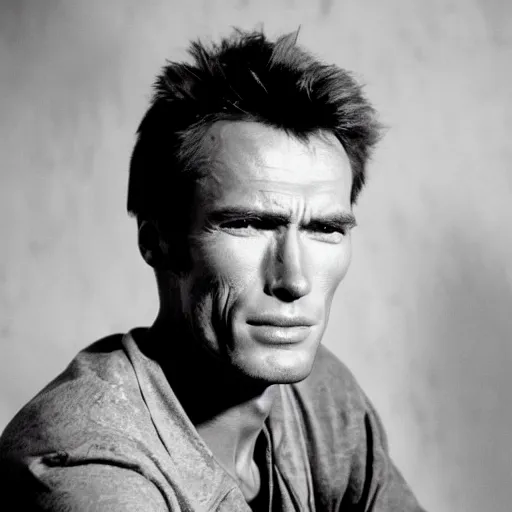 Image similar to young clint eastwood god perfect face coherent by kezie demessance