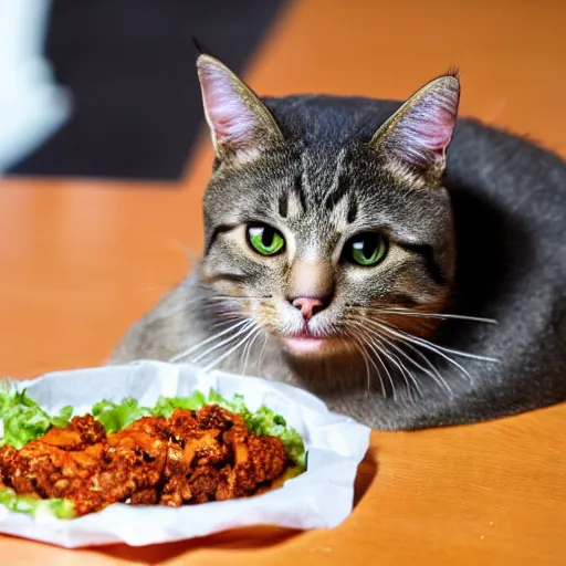 Image similar to a cat eating a taco