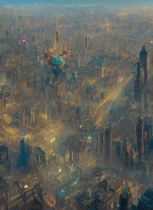 Image similar to birds eye view on a city full of people, huge twisted old man in the clouds in the center highly detailed, digital painting, artstation, concept art, cinematic lighting, sharp focus, illustration, by gaston bussiere alphonse mucha