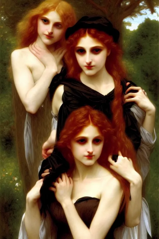 Image similar to victorian vampire blondes group, painting by rossetti bouguereau, detailed art, artstation