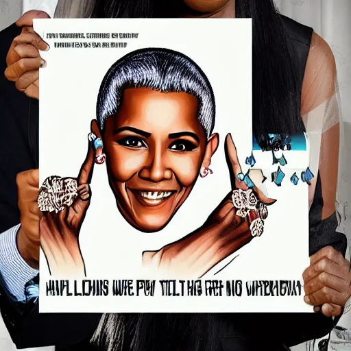 Image similar to nicki minaj marrying barack obama, highly detailed poster illustration