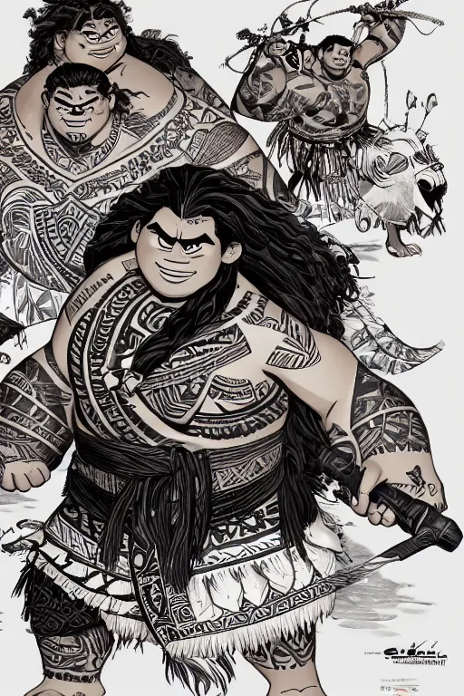 Image similar to moana illustrated by yoji shinkawa, ink, digital painting, highly detailed, trending on artstation, sharp focus, illustration, concept art, norman rockwell