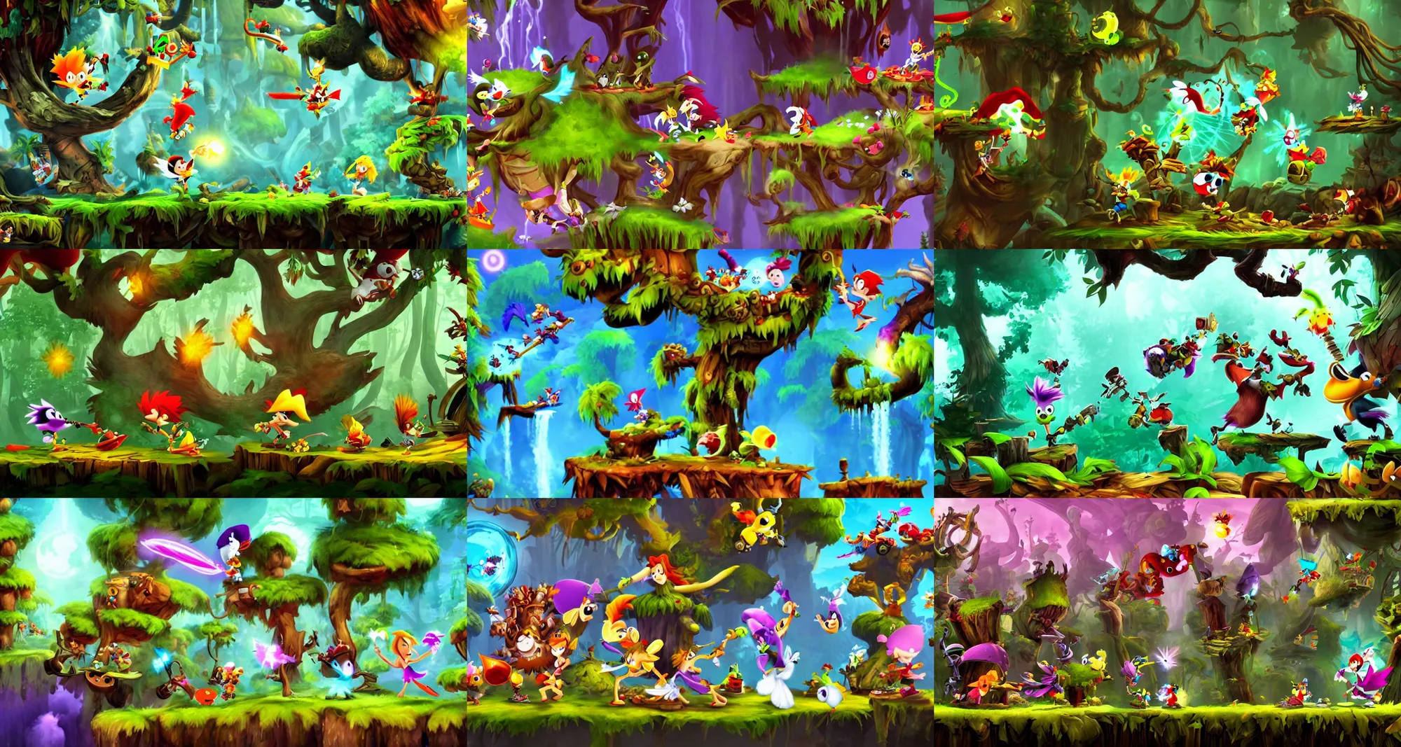 Prompt: rayman legends forest
