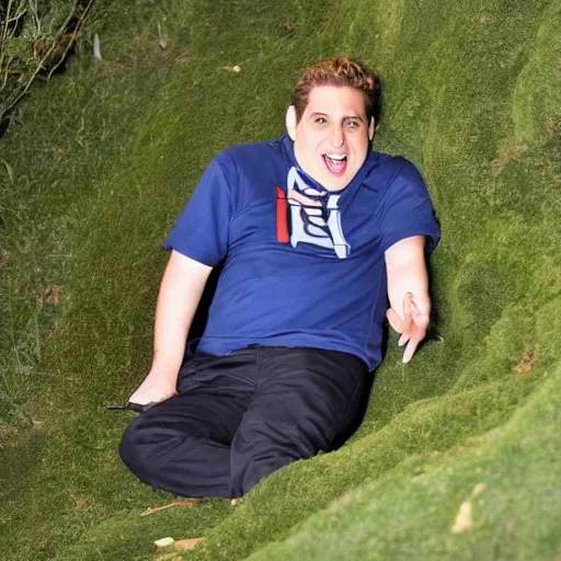 Prompt: jonah hill stuck inside of a hill