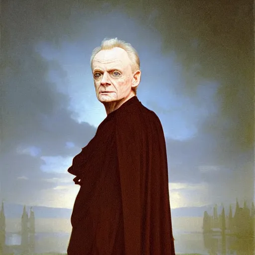 Prompt: Painting of Ian McDiarmid as Emperor Palpatine. Art by william adolphe bouguereau. During golden hour. Extremely detailed. Beautiful. 4K. Award winning.