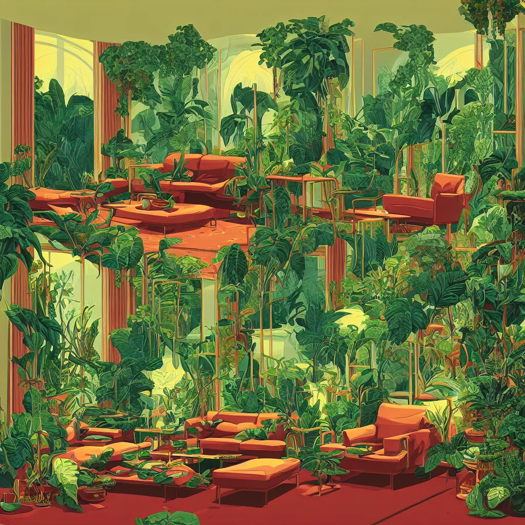 Image similar to luxury living room full of plants and trees by kilian eng