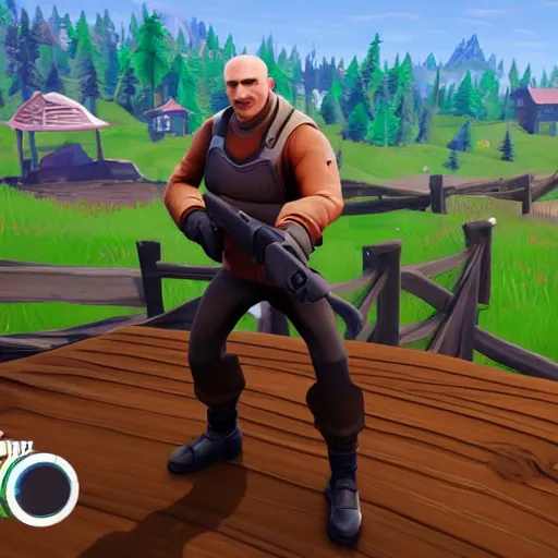 Prompt: vladimir putin as fortnite character, gameplay screenshot