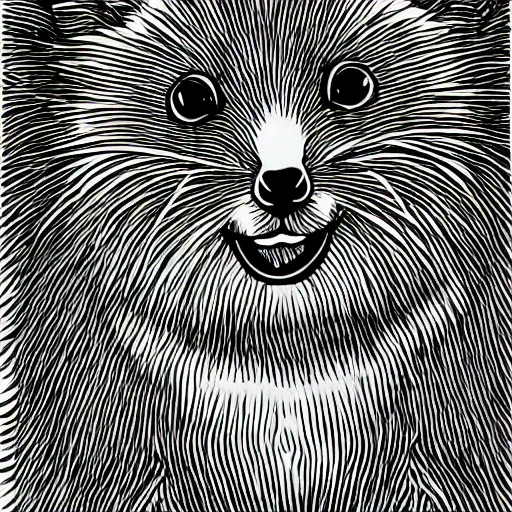 Image similar to monochromatic illustration of a happy quokka, monochrome, mono, one line, line drawing, unbroken, minimalist, no background, white space, white background, black and white