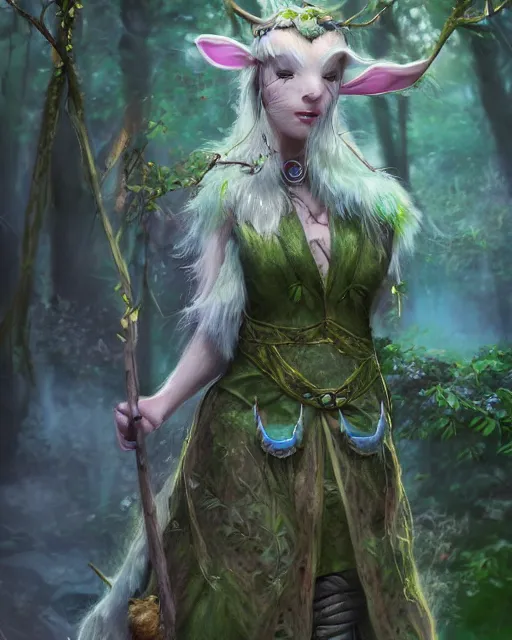 Image similar to a mystic rabbit druid mage. photorealistic, ethereal, magical forest, bokeh, highly detailed, trending artstation