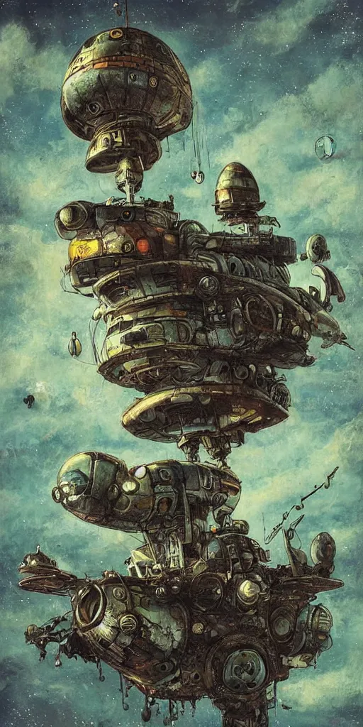 Prompt: a spaceship junkyard scene by alexander jansson