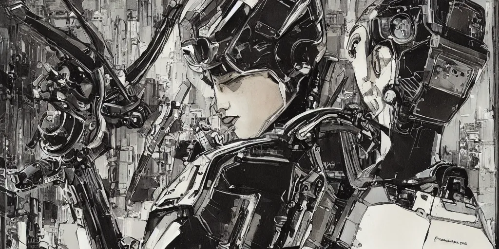 Image similar to a beautiful painting of robot by al williamson, trending on artstation