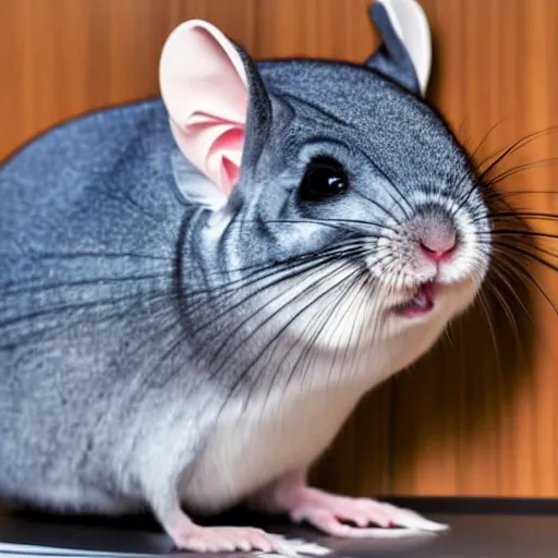 Image similar to a Chinchilla wearing a business suit