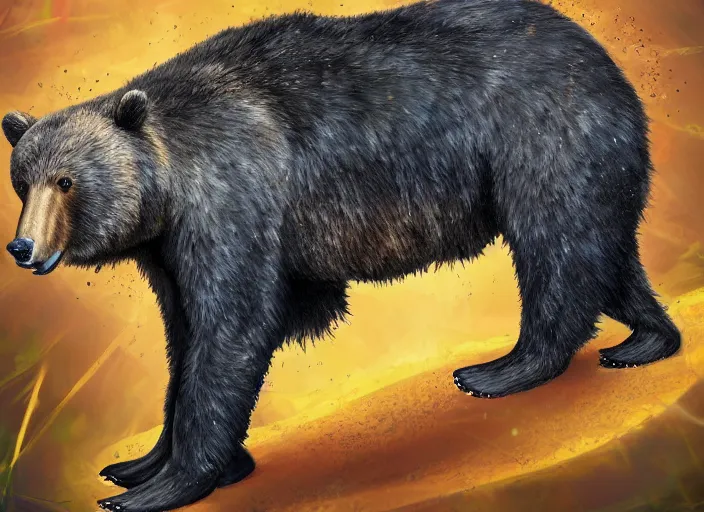 Prompt: splashart of confused bear