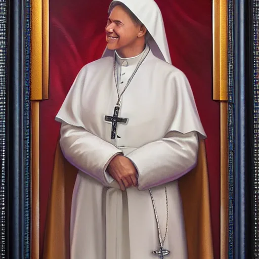 Prompt: female pope, an oil painting by ross tran and thomas kincade